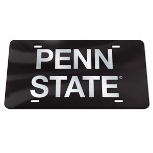 black acrylic license plate with mirrored Penn State